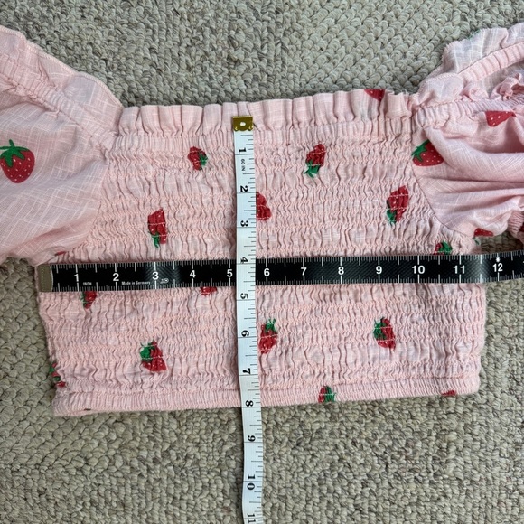Cotton On Strawberry Smocked Crop Top Small - Picture 3 of 6